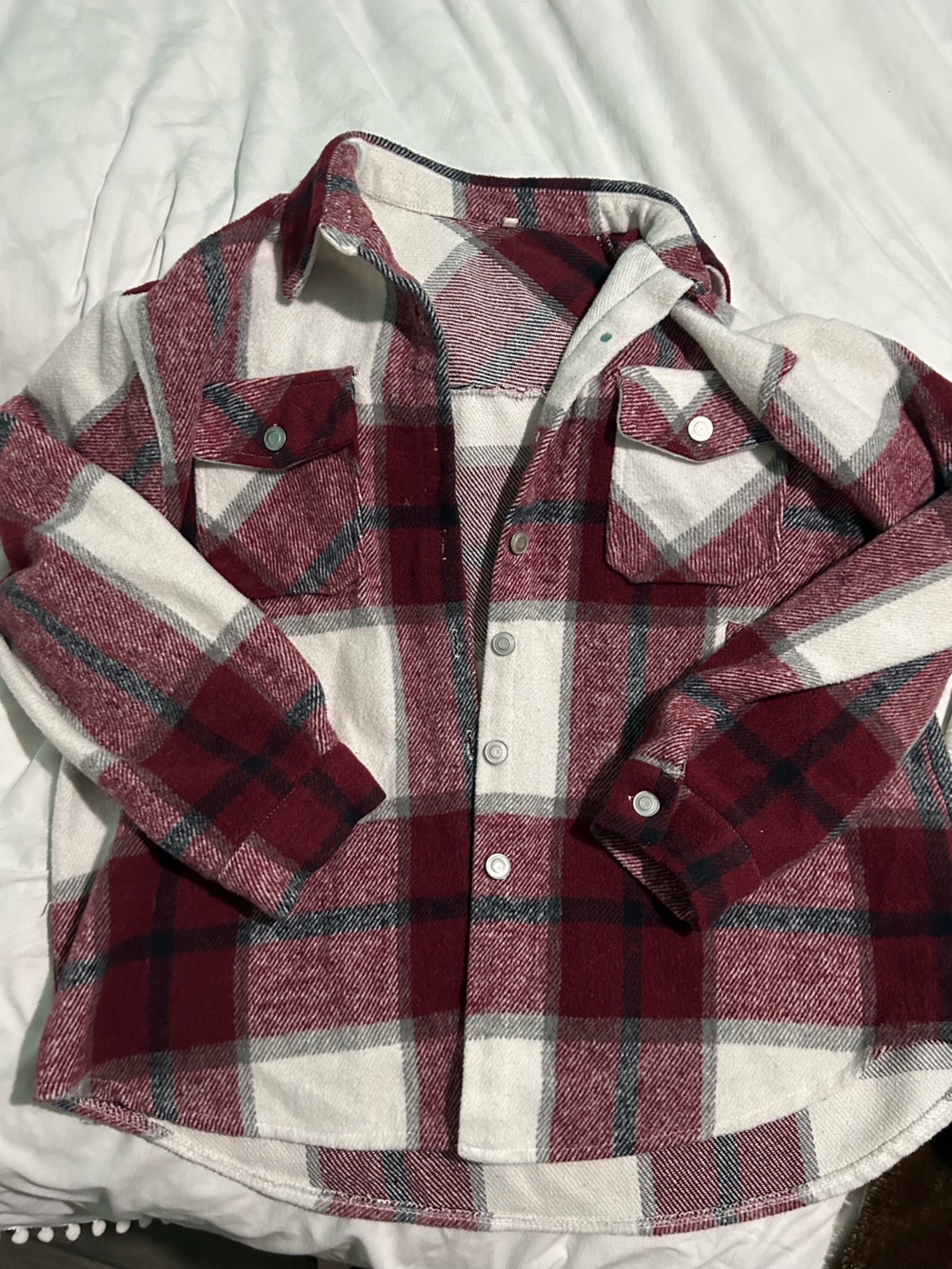 Red and White Plaid Flannel jacket - Classic Button-Up